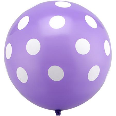 Ballonnen dots paars - wit 8 stuks 30 cm